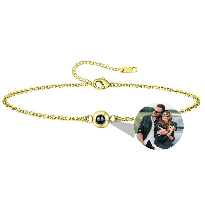 Custom Photo Bracelet Personalized Projection Bracelets with Picture Inside 100 Languages I Love You Stainless Steel Bracelet
